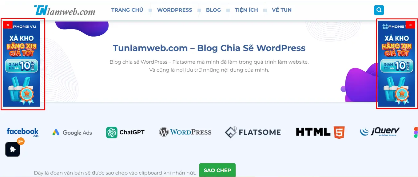 Banner quảng cáo 2 bên trái và phải cho WordPress Banner quảng cáo 2 bên trái và phải cho WordPress