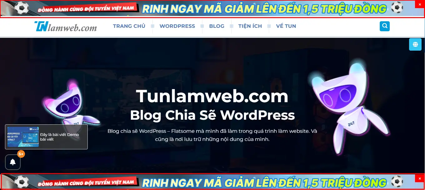 Gắn Banner ADS trên header và footer cho WordPress Gắn Banner ADS trên header và footer cho WordPress