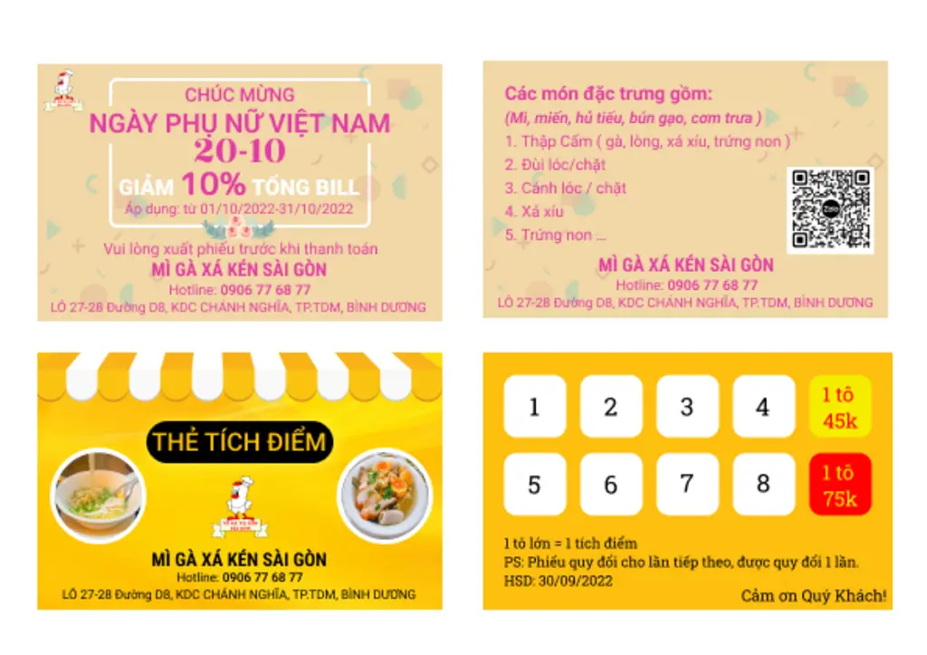 Phiếu tặng điểm - Mì gà xá kén Sài gòn Phiếu tặng điểm - Mì gà xá kén Sài gòn