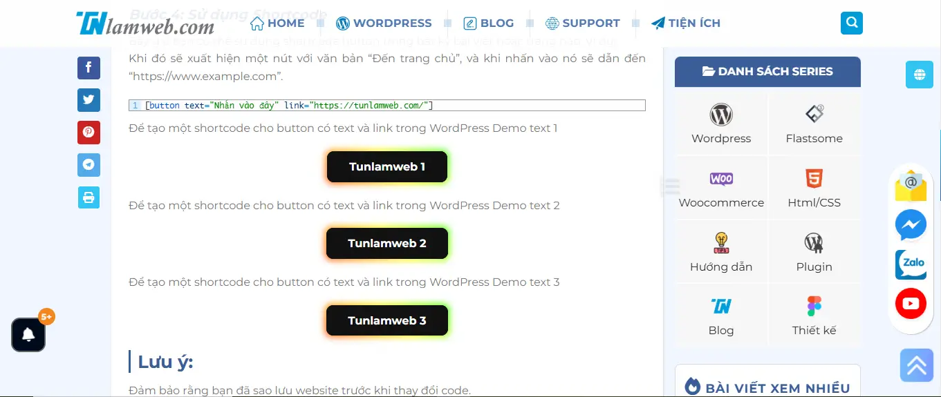 Để tạo shortcode button có text và link Để tạo shortcode button có text và link